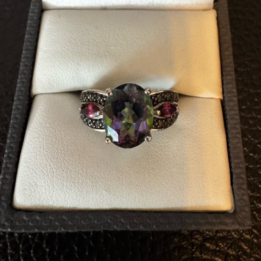 Mystic Fire(R) green topaz orissa alexandrite & rhodolite rhodium over sterling.